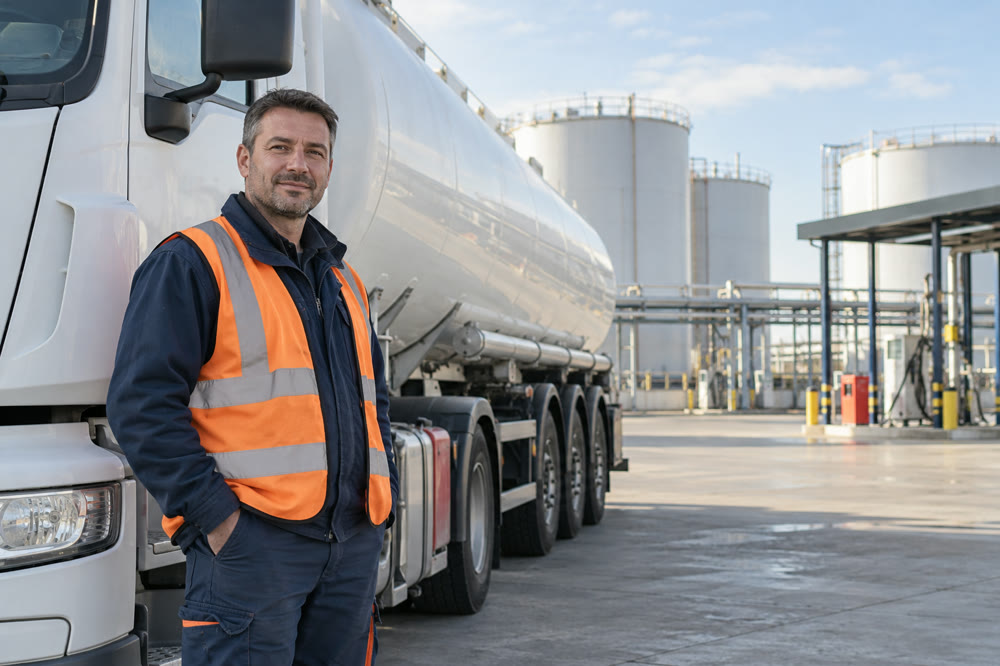 Illustration du métier de chauffeur-livreur de combustibles
