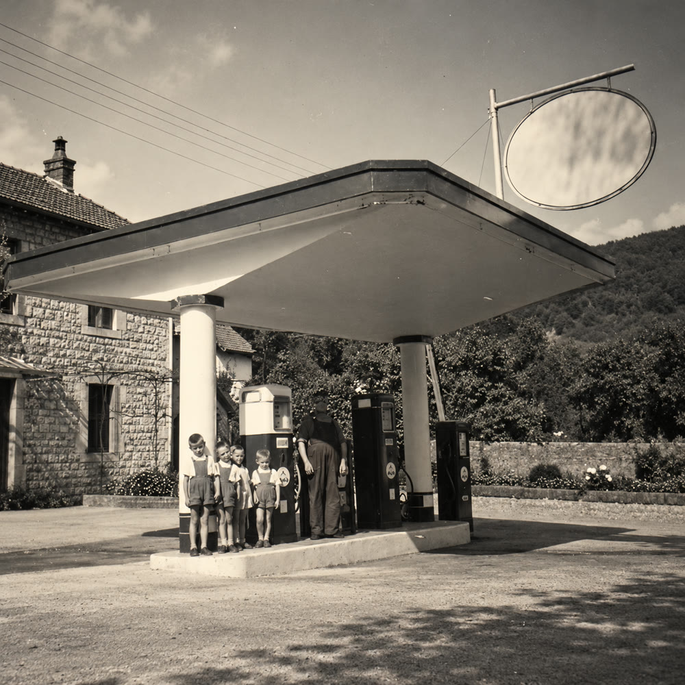 Les racines locales du groupe — reconstitution inspirée de la photographie d’archive